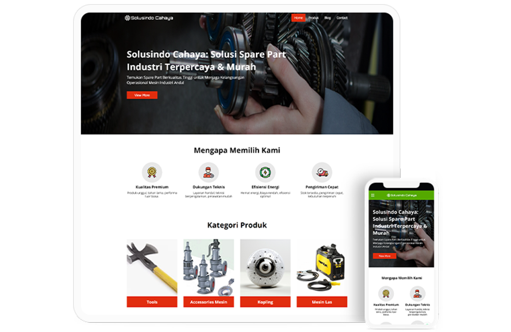 Website ecommerce suku cadang mesin industri